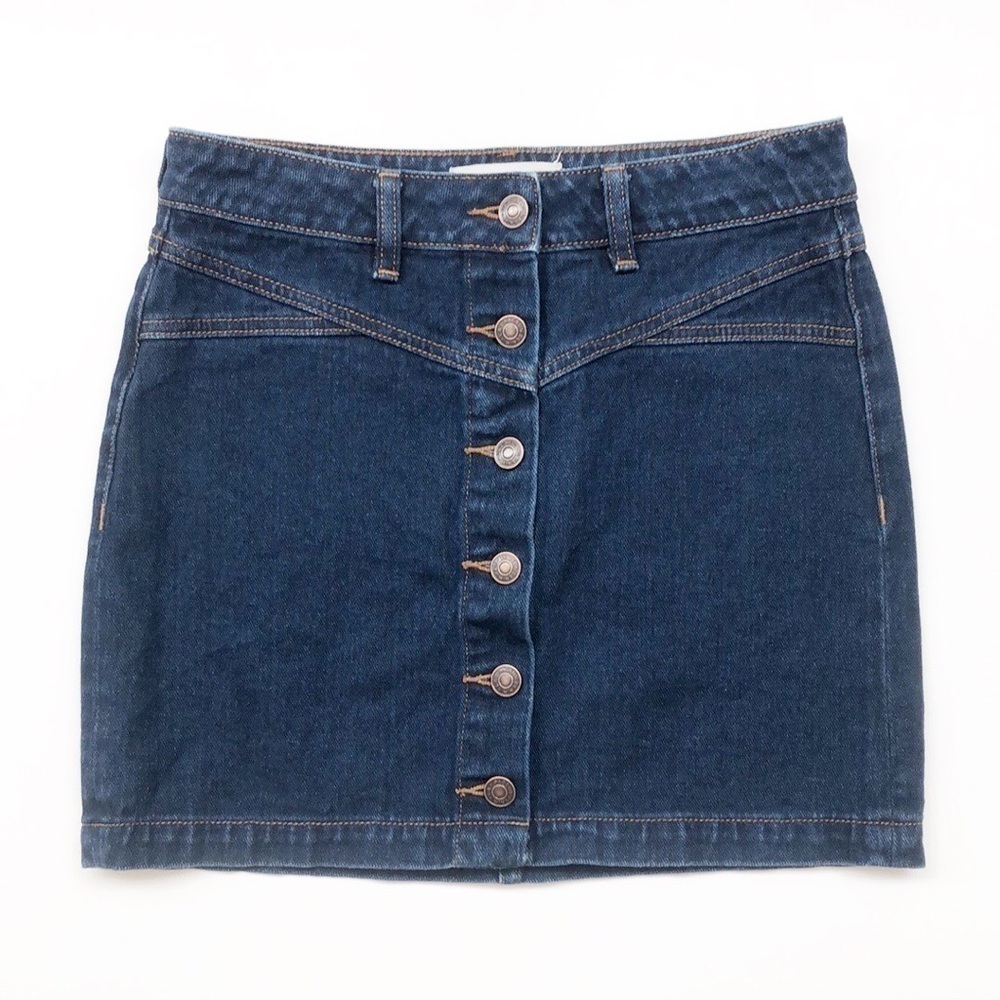 PacSun dark denim button front mini skirt